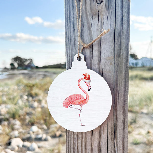 Santa Flamingo Ornament