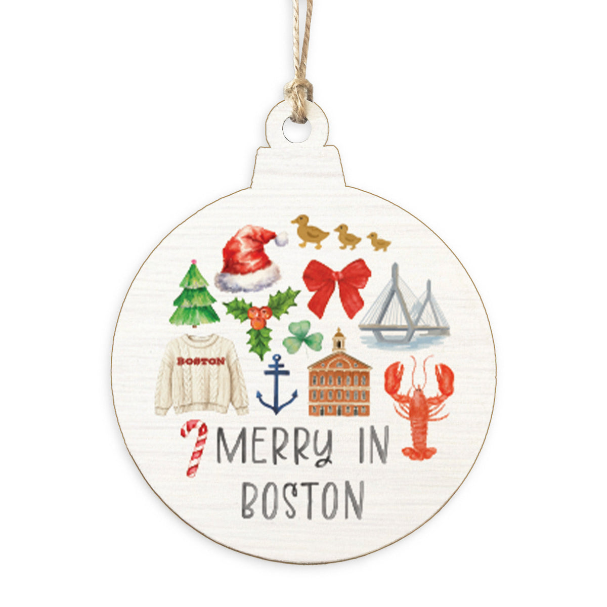 Merry In Boston Icons Ornament