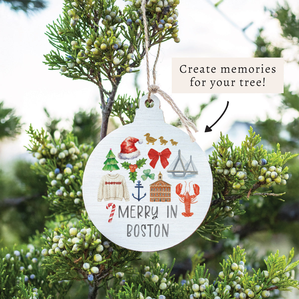 Merry In Boston Icons Ornament