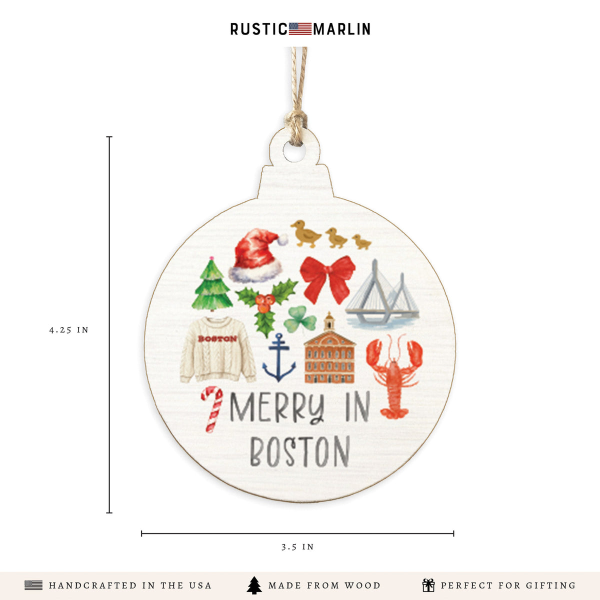 Merry In Boston Icons Ornament