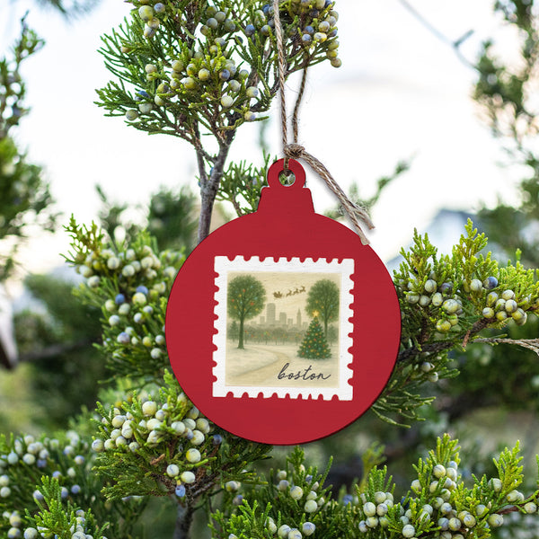 Boston Christmas Stamp Ornament