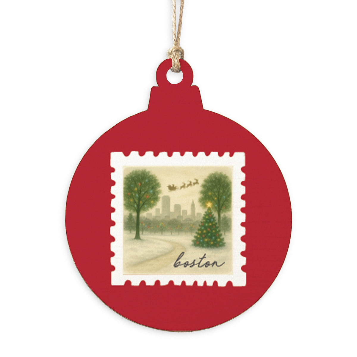 Boston Christmas Stamp Ornament