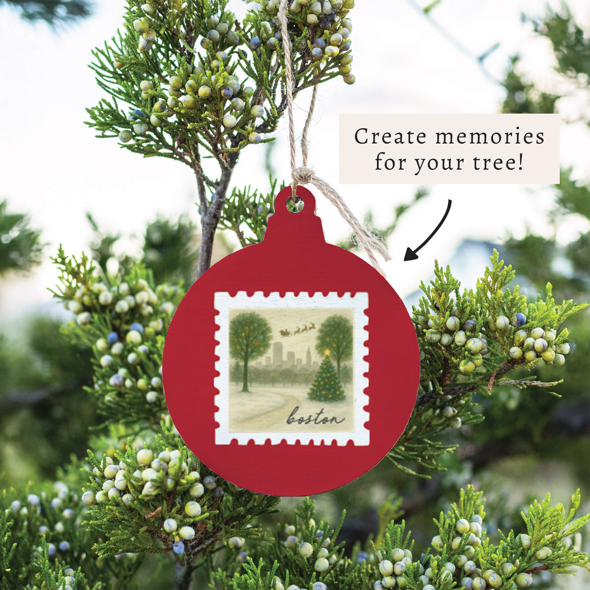 Boston Christmas Stamp Ornament