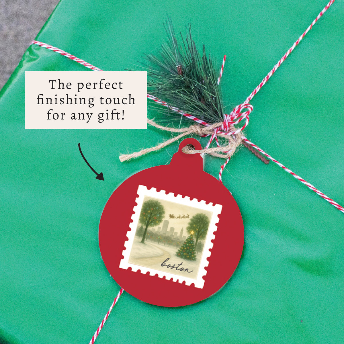 Boston Christmas Stamp Ornament