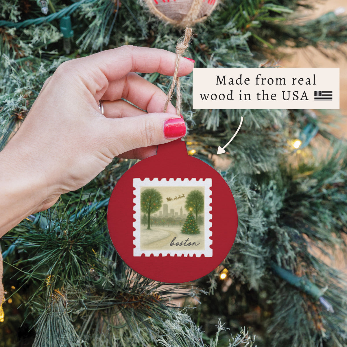Boston Christmas Stamp Ornament