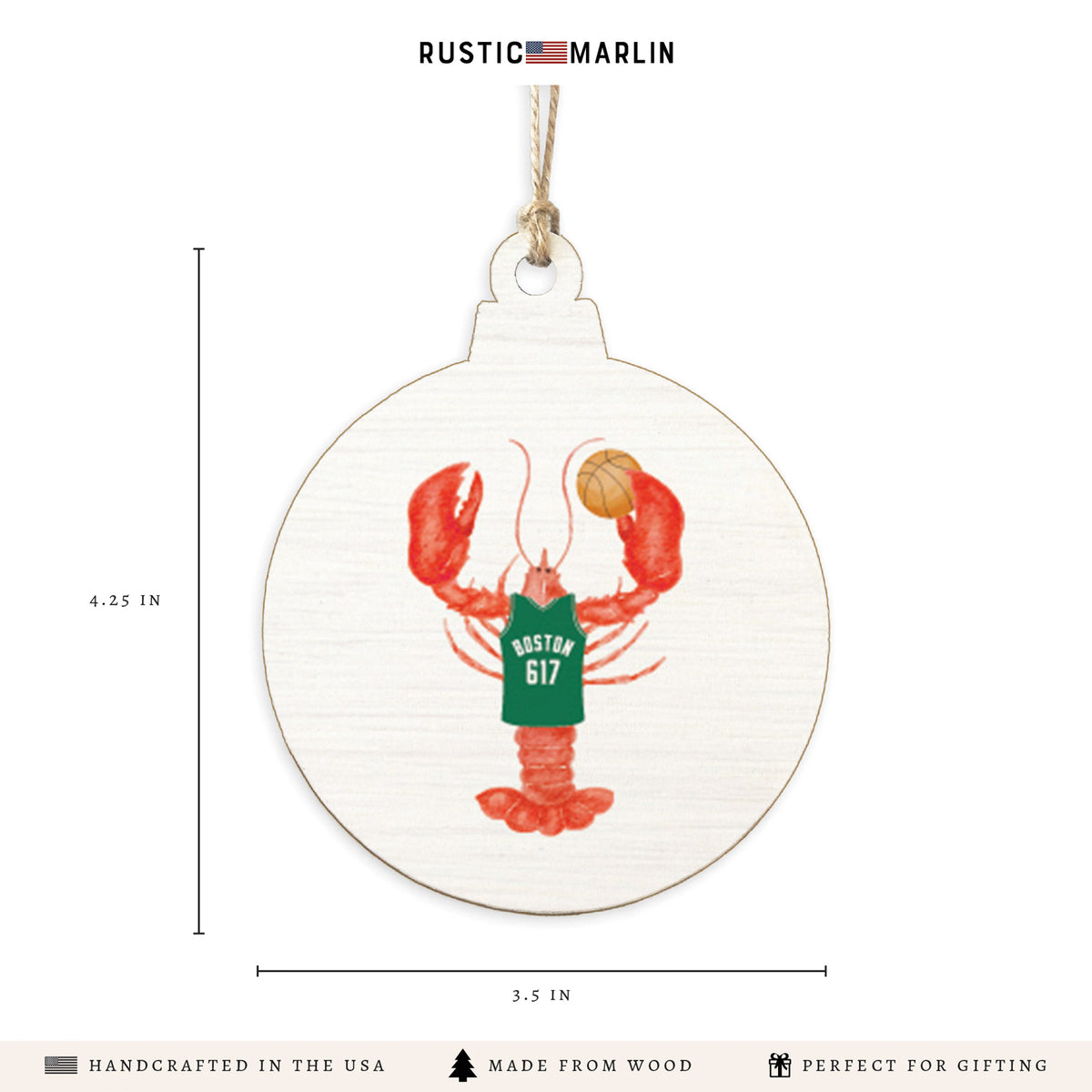 Boston Basketball Lobster Ornament
