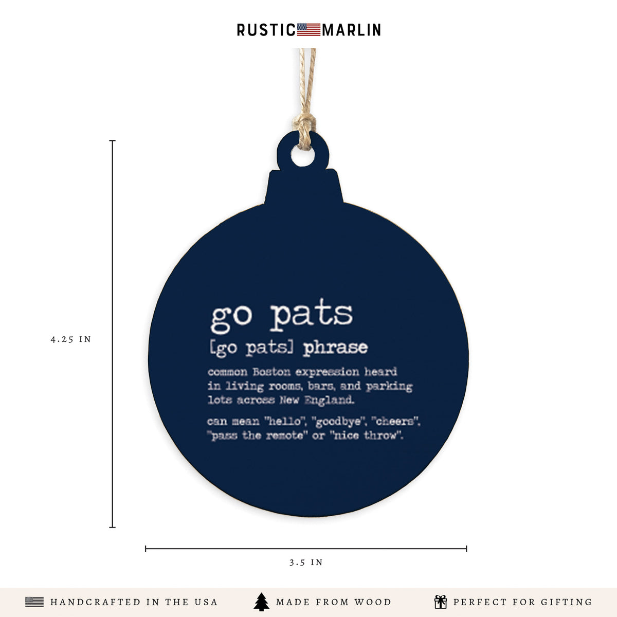 New England Go Pats Definition Ornament
