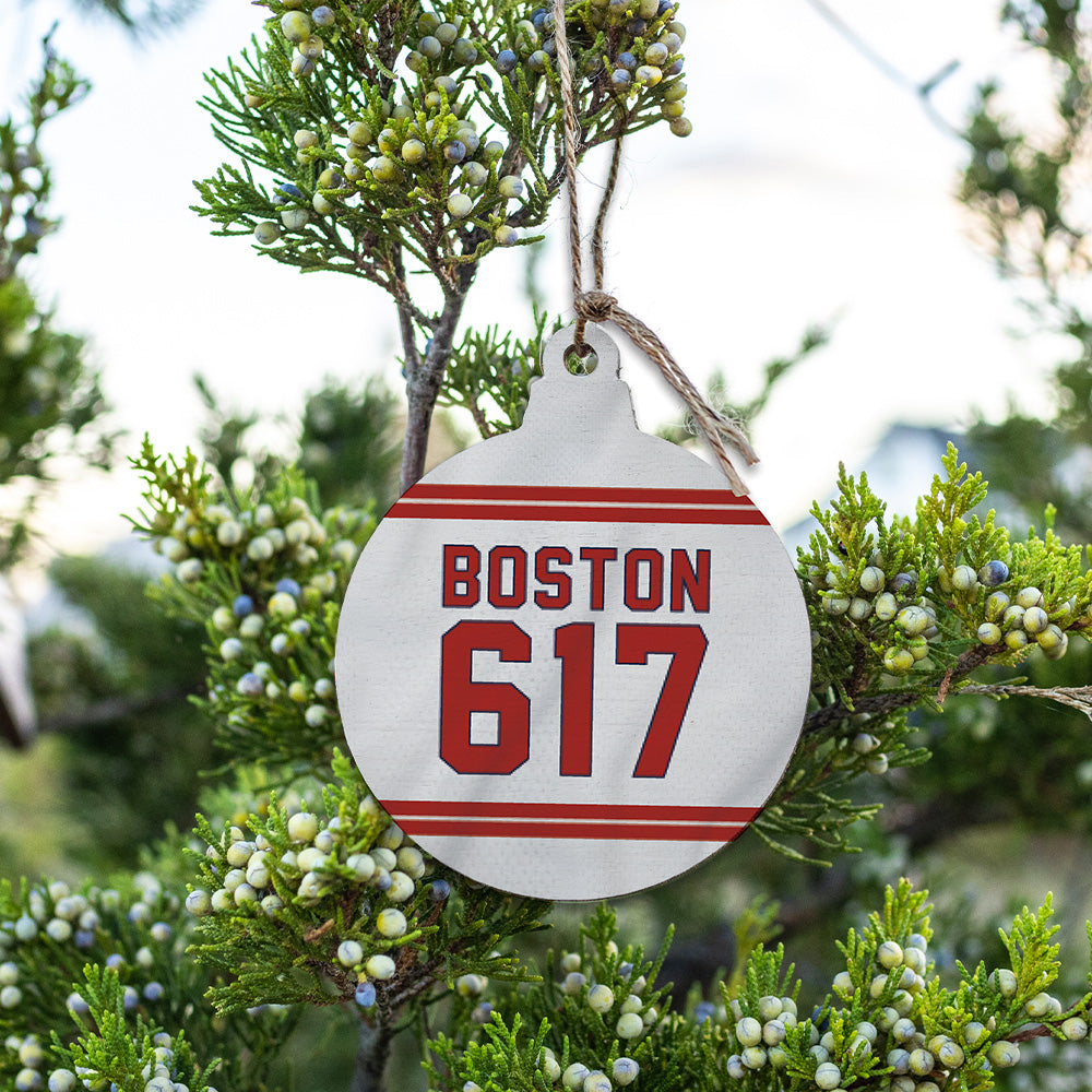 Boston 617 Red White Ornament