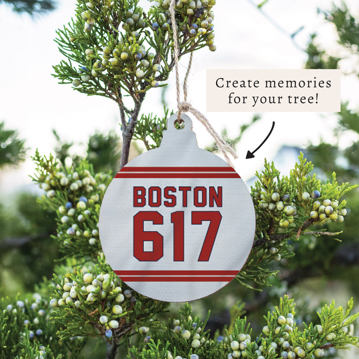 Boston 617 Red White Ornament