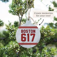 Boston 617 Red White Ornament