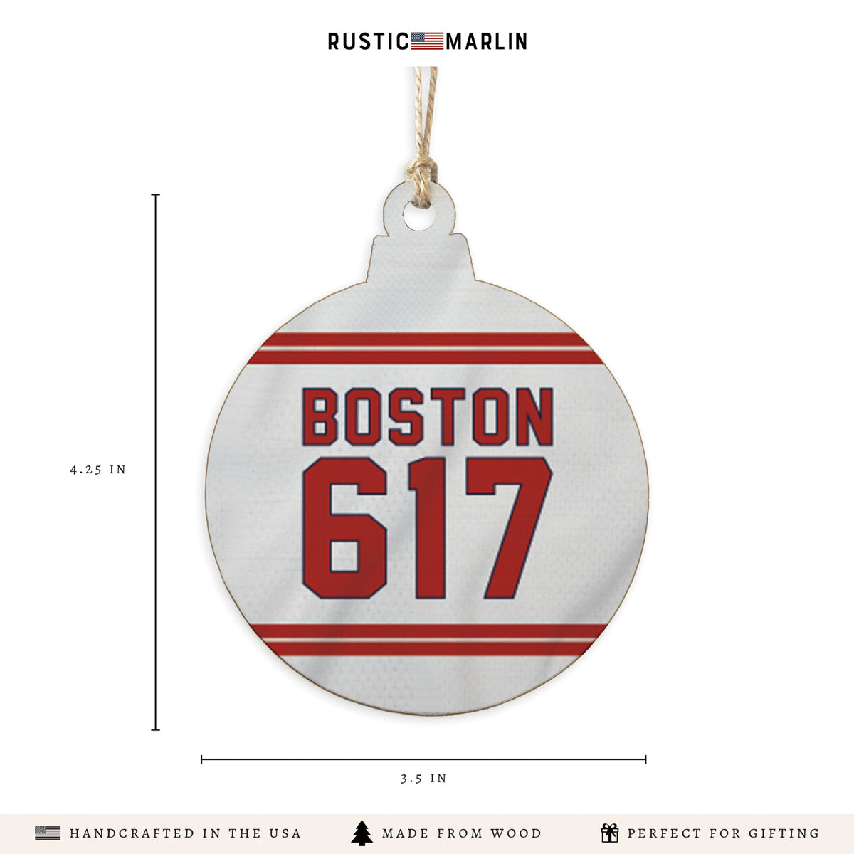 Boston 617 Red White Ornament