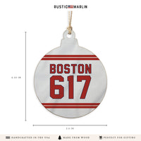 Boston 617 Red White Ornament