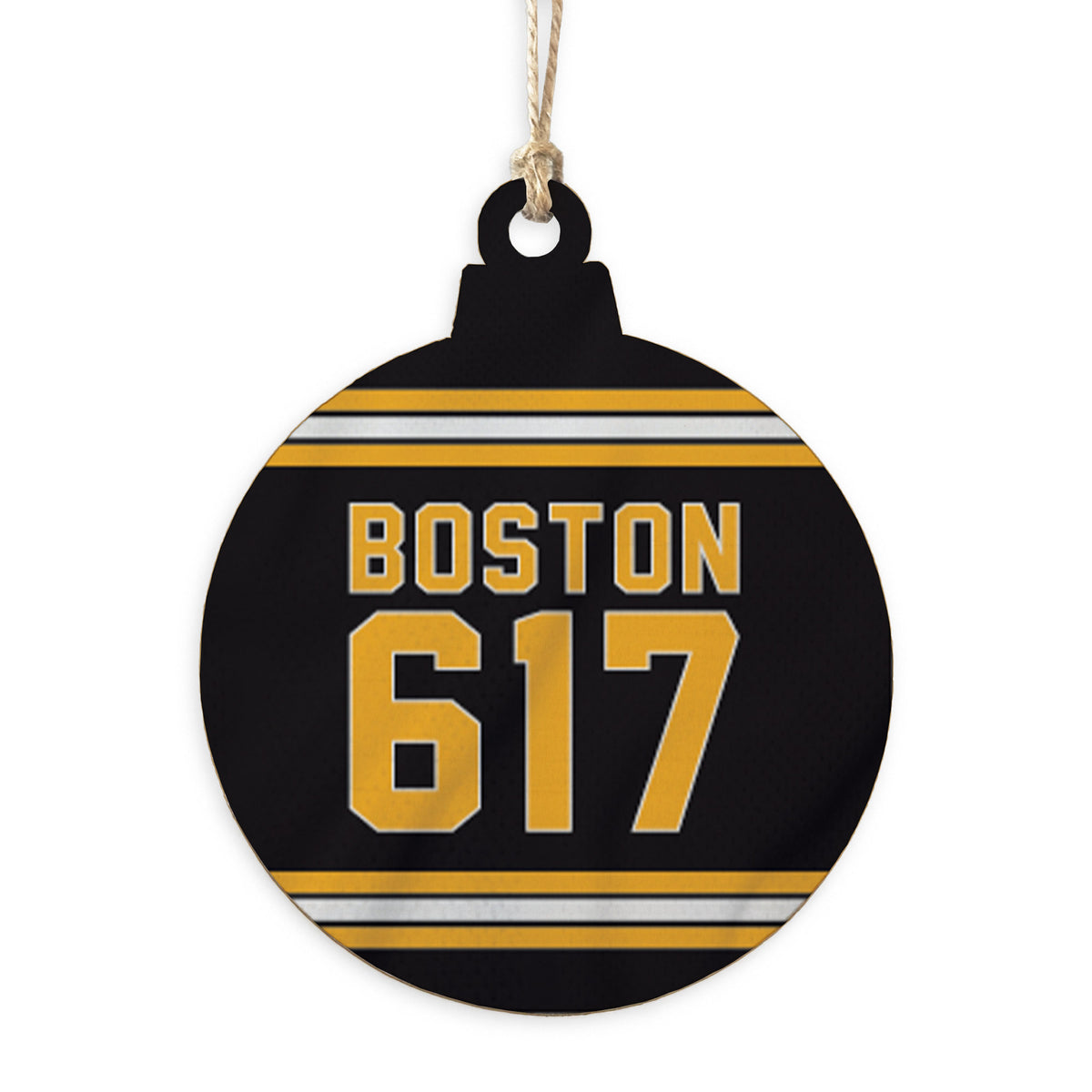 Boston 617 Black Gold Ornament