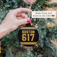 Boston 617 Black Gold Ornament