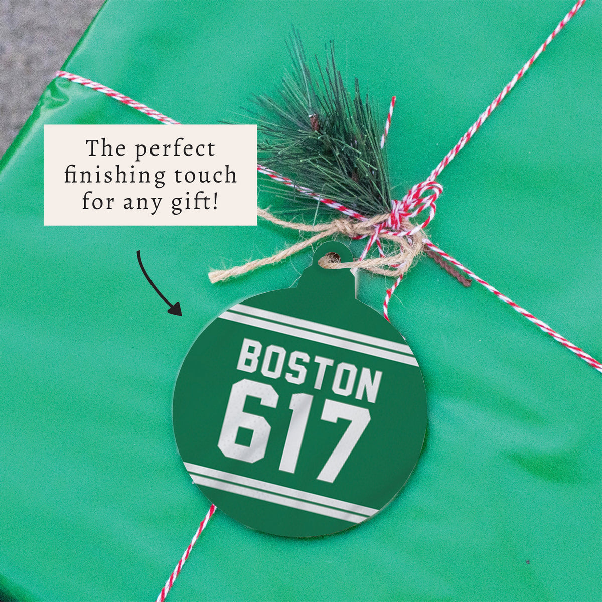Boston 617 Green White Ornament