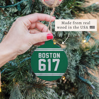 Boston 617 Green White Ornament