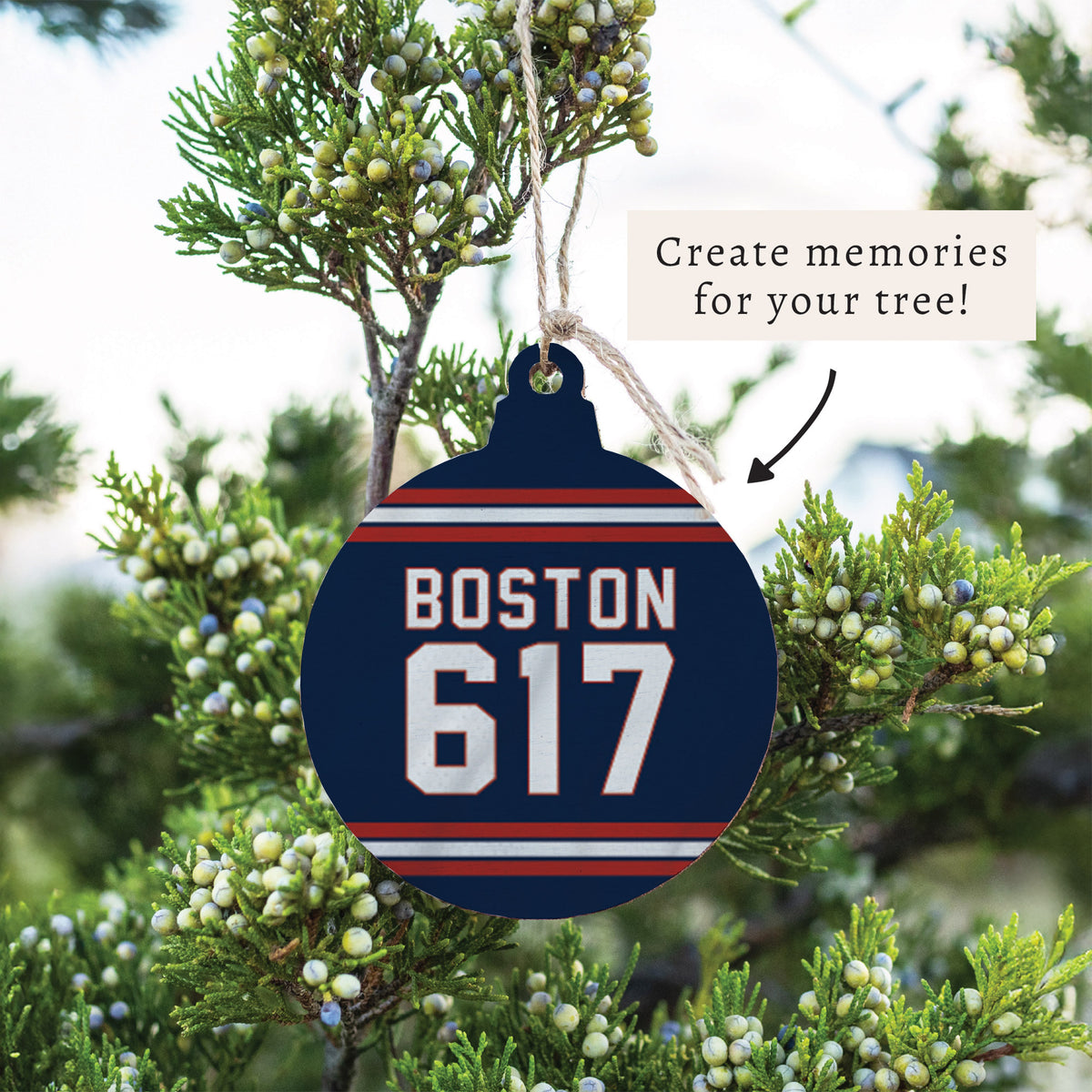 Boston 617 Blue Red Ornament