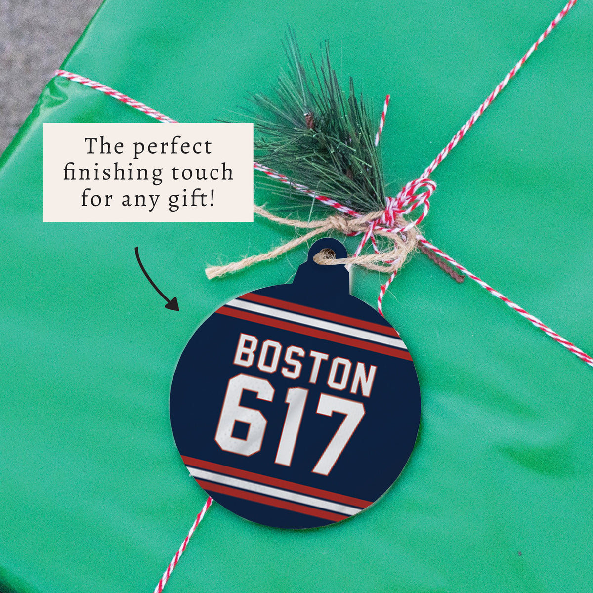 Boston 617 Blue Red Ornament