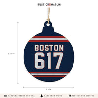 Boston 617 Blue Red Ornament