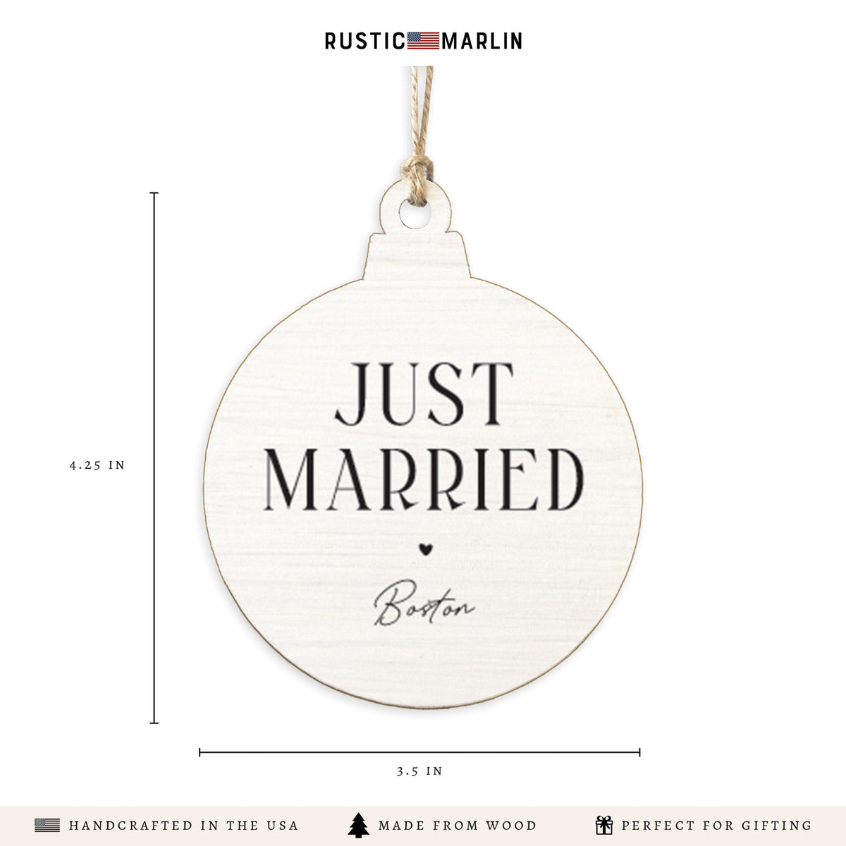 Just Married Boston Ornament