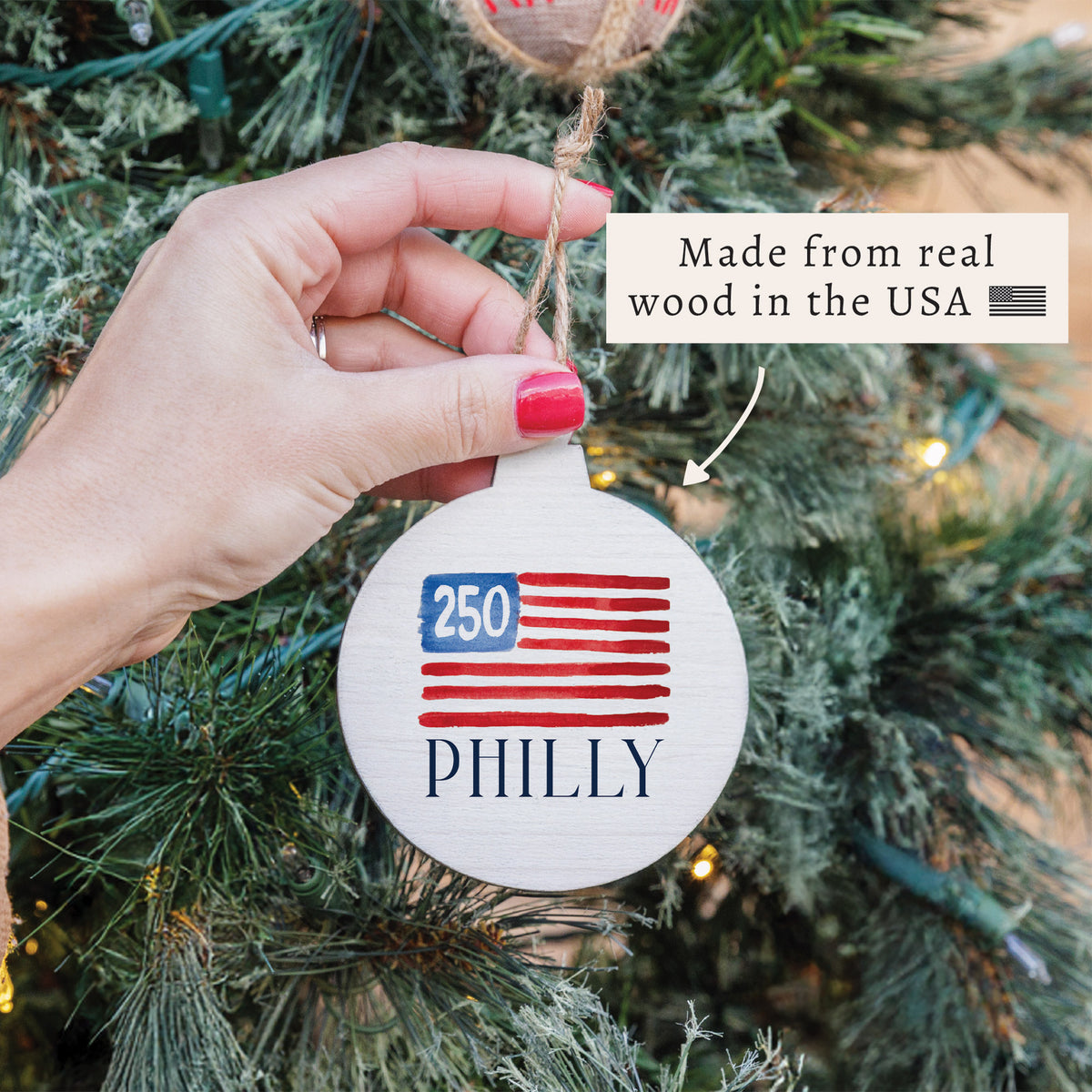 Philly America 250 Flag Ornament