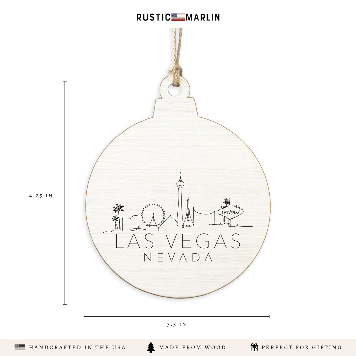 Las Vegas Skyline Sketch Ornament