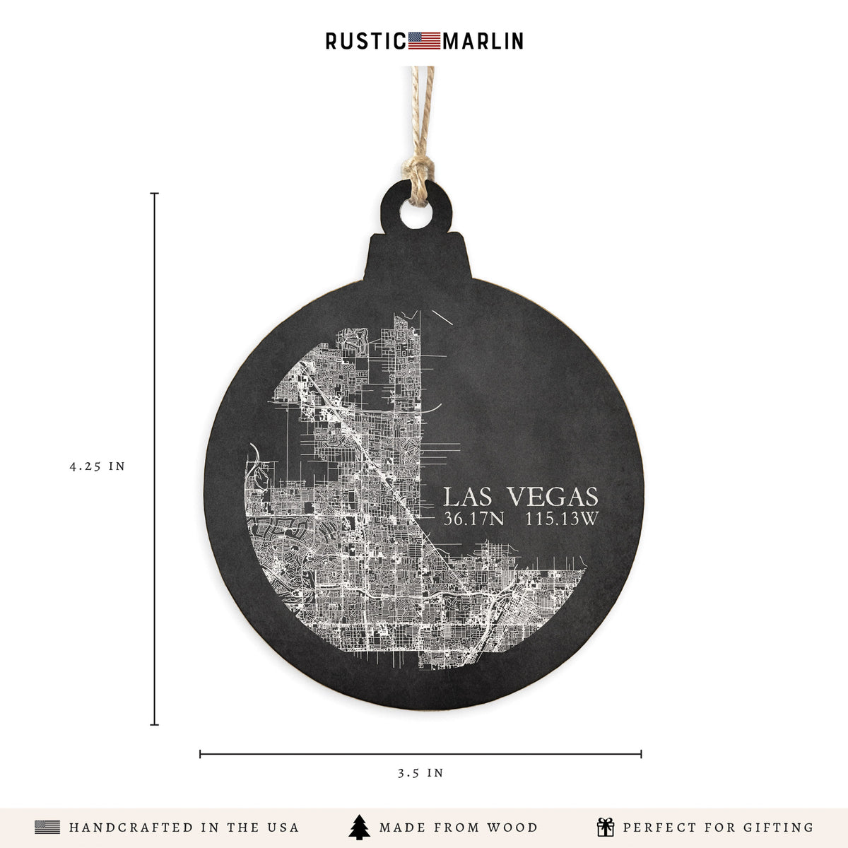Las Vegas Charcoal City Grid Ornament