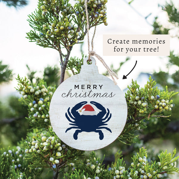 Merry Christmas Crab Ornament