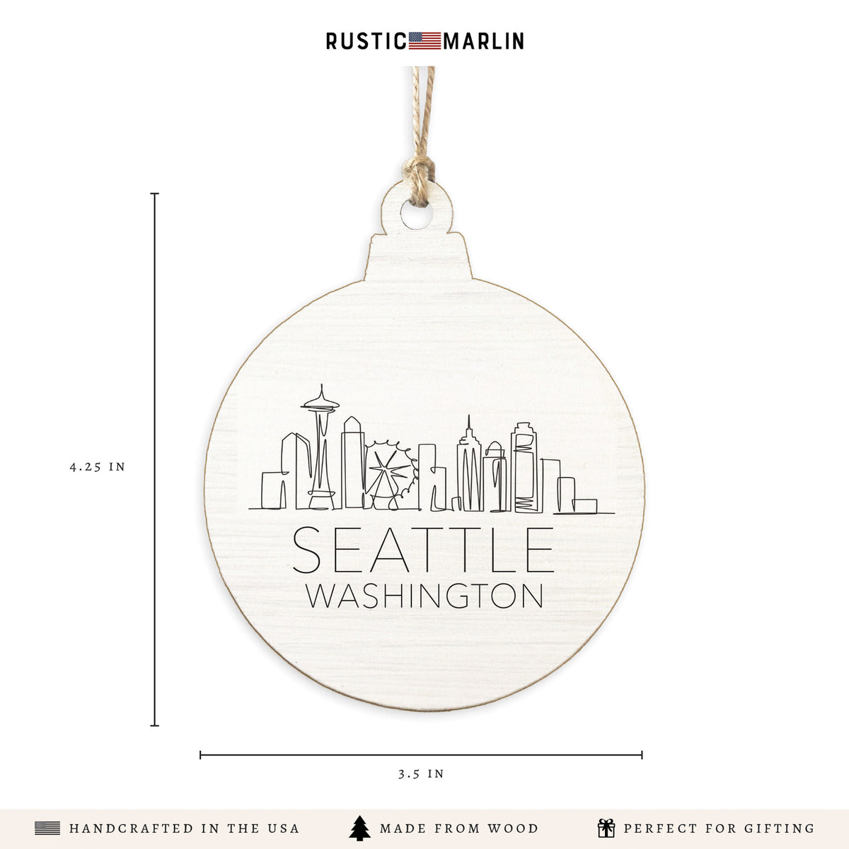 Seattle Washington Line Art Ornament