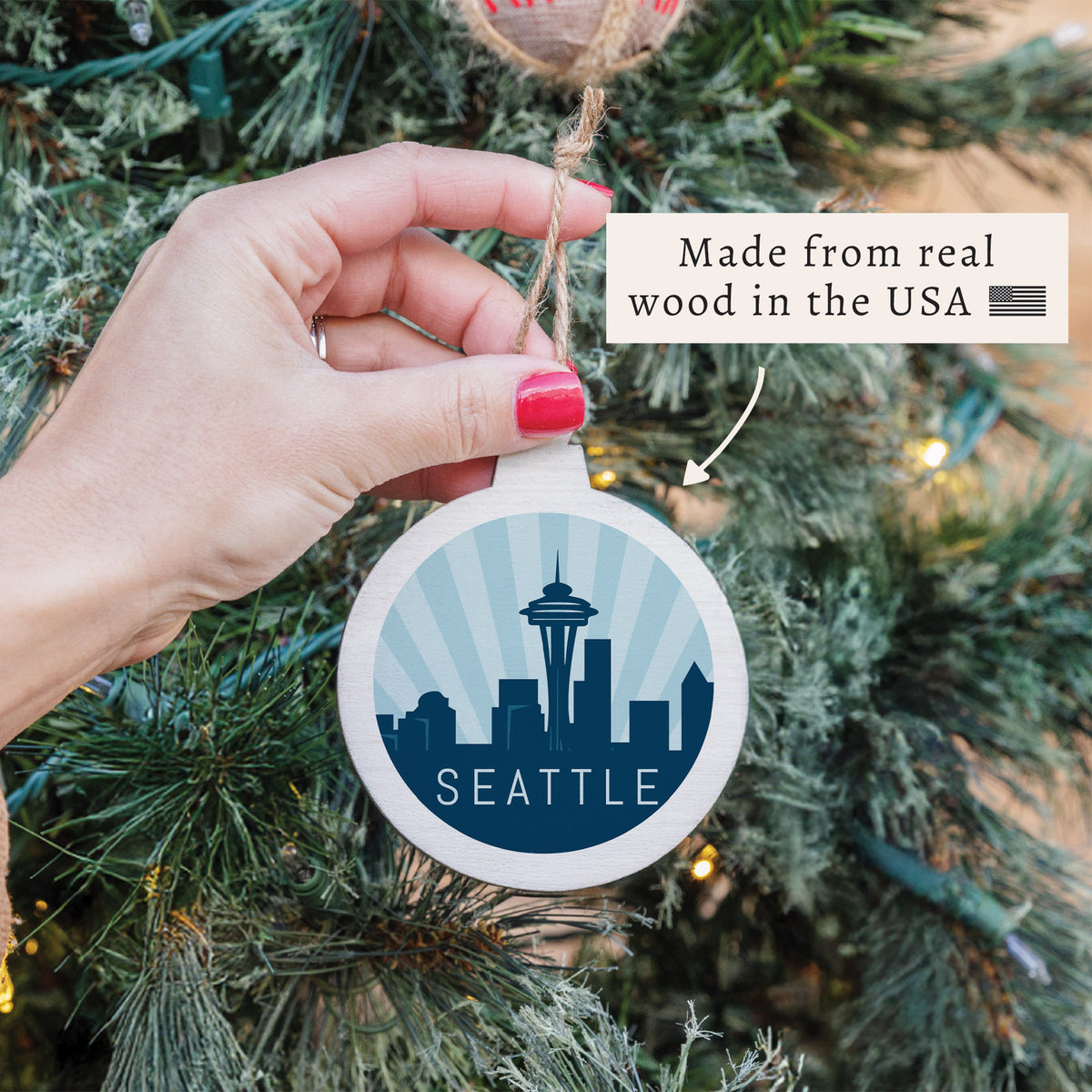 Seattle Light City Outline Ornament