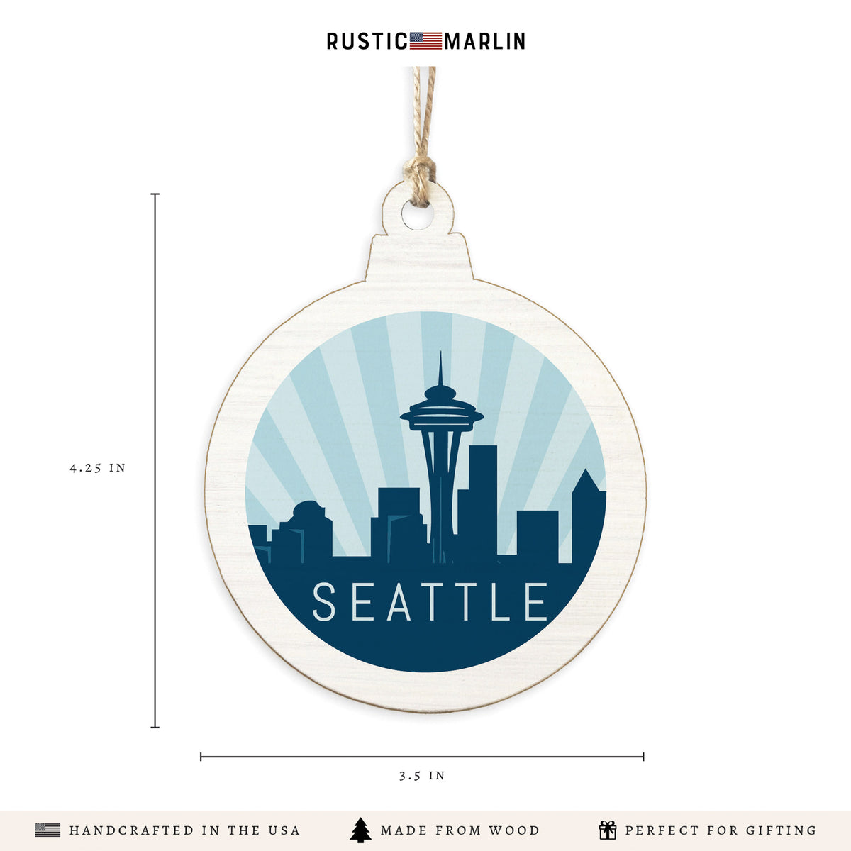 Seattle Light City Outline Ornament