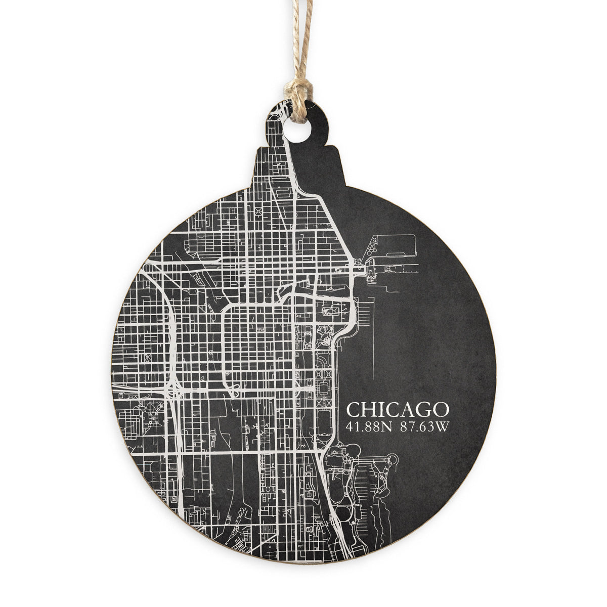 Chicago Charcoal City Grid Ornament