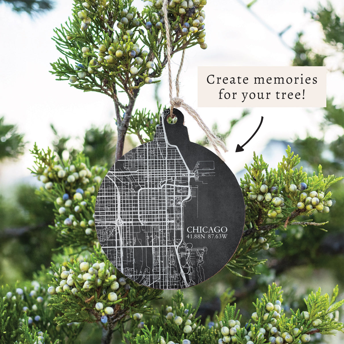 Chicago Charcoal City Grid Ornament