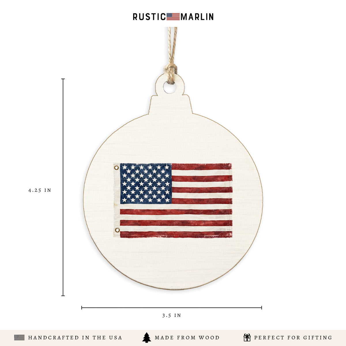 American Vintage Flag Ornament