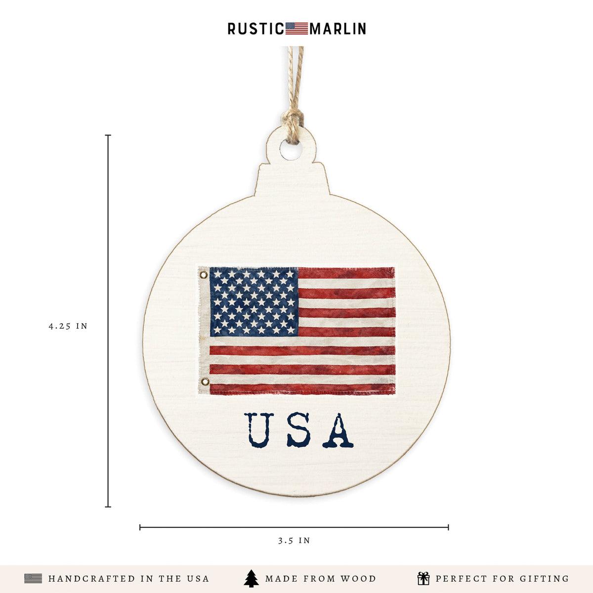Americana USA Vintage Flag Ornament