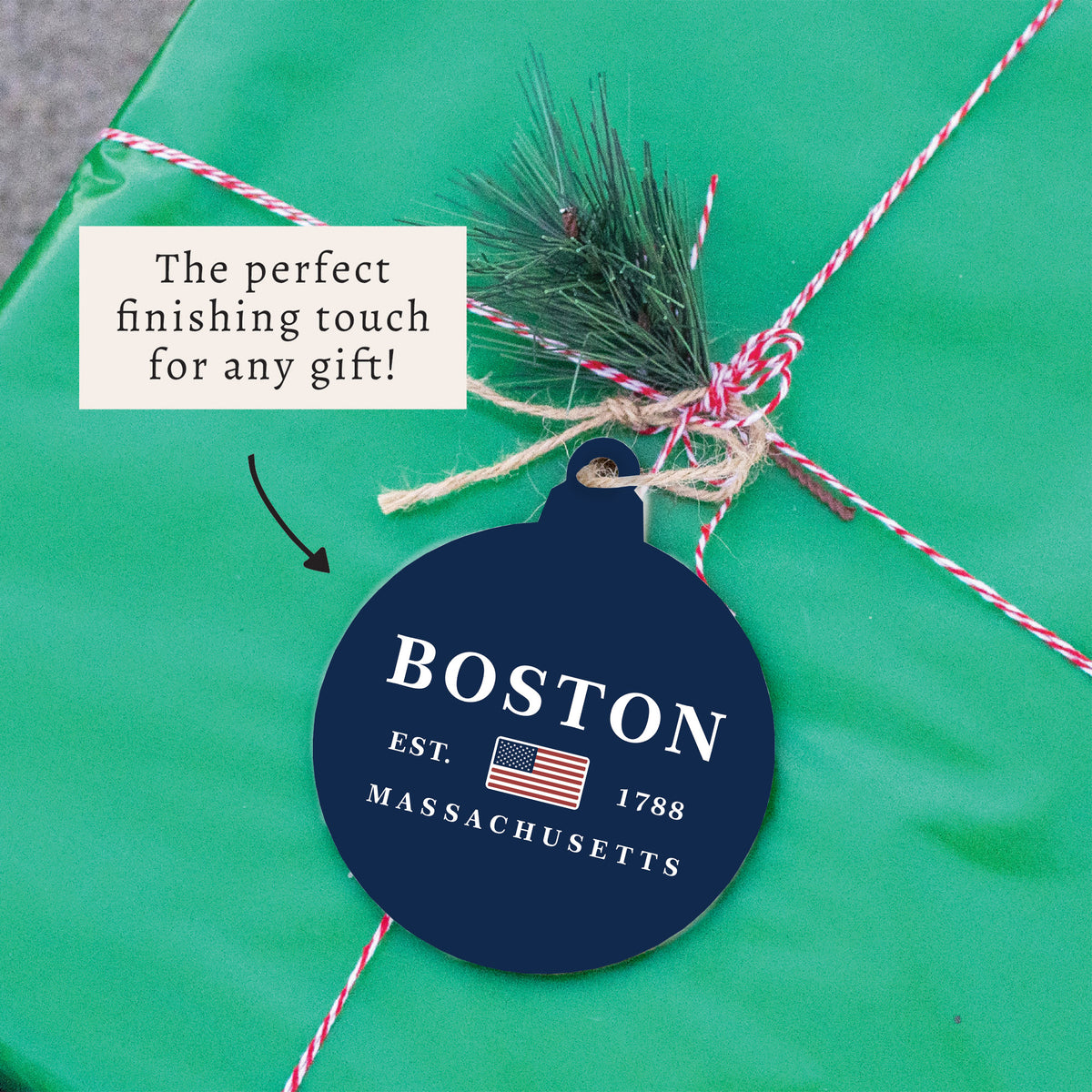 Boston MA Flag Ornament
