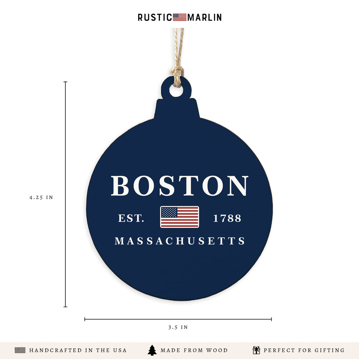 Boston MA Flag Ornament