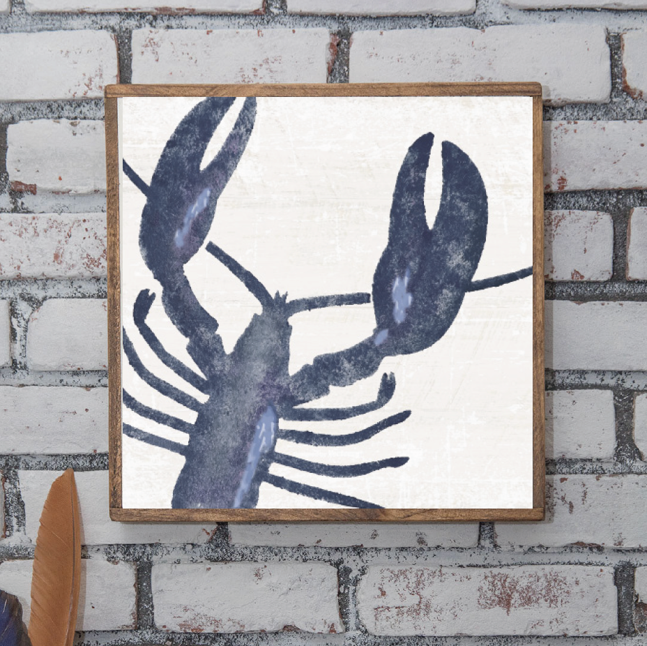 Indigo Lobster 24” x 24” Wall Art