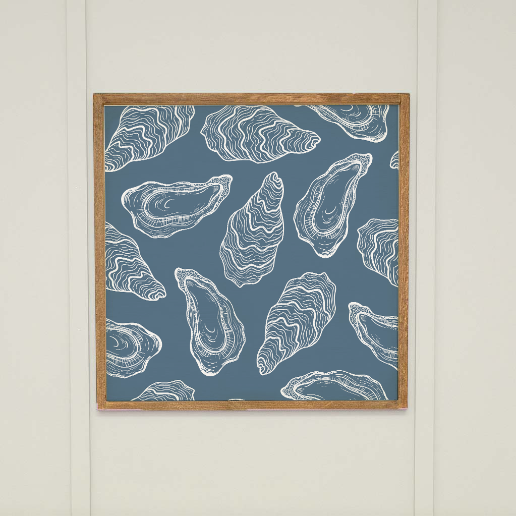 Repeating Oysters 24” x 24” Framed Wall Art