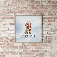 Personalized Vintage Ski Santa Wall Art