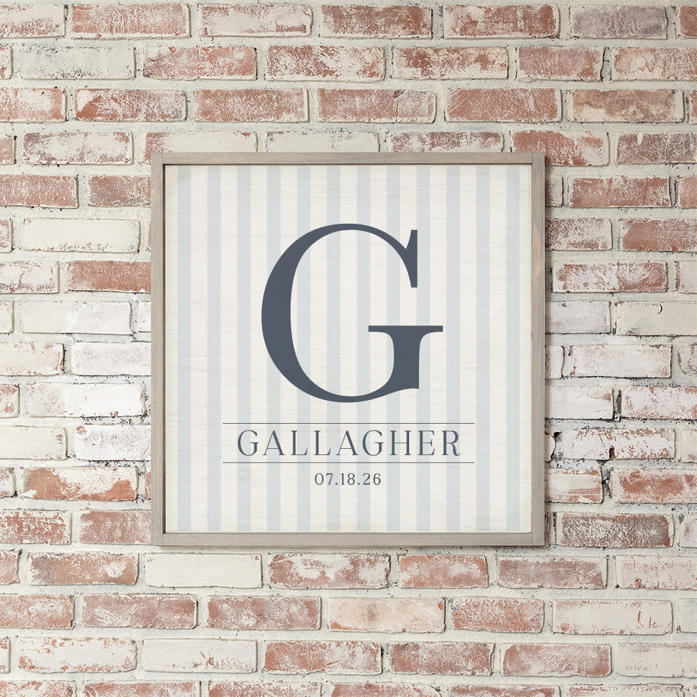 Initial Striped Personalized Wall Art