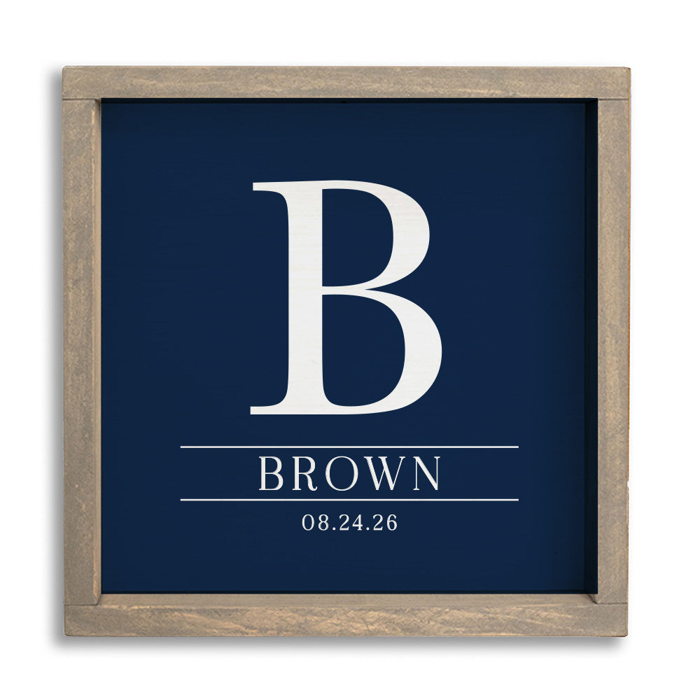 Initial Navy Personalized Wall Art
