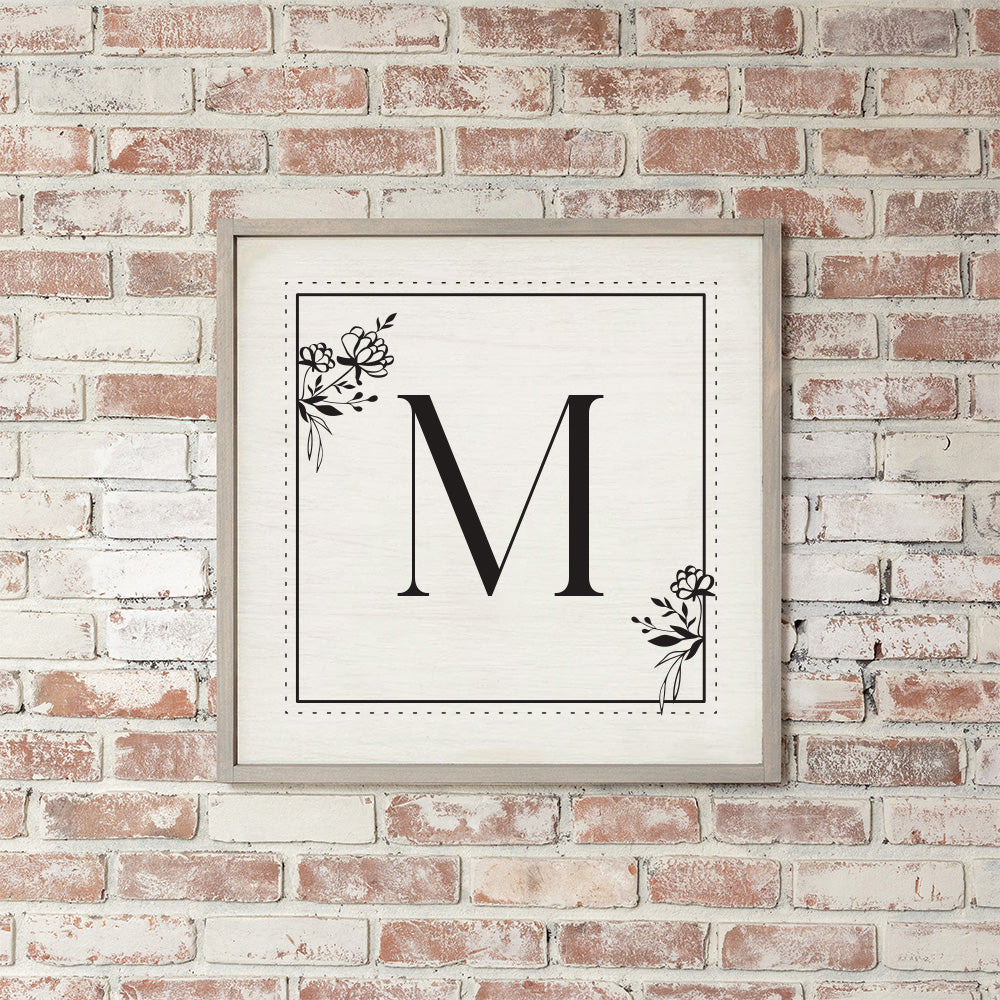 Classic Floral Initial Personalized Wall Art