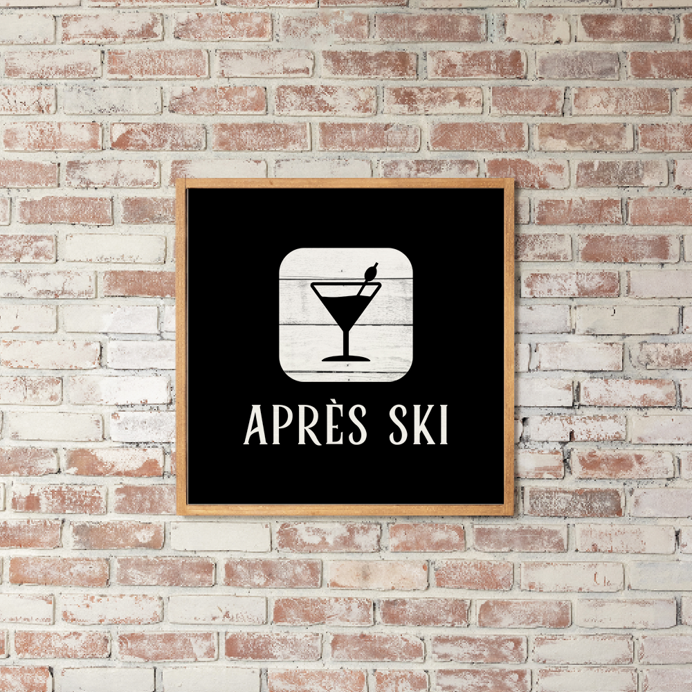 Black and White Apres Ski Martini Wall Art