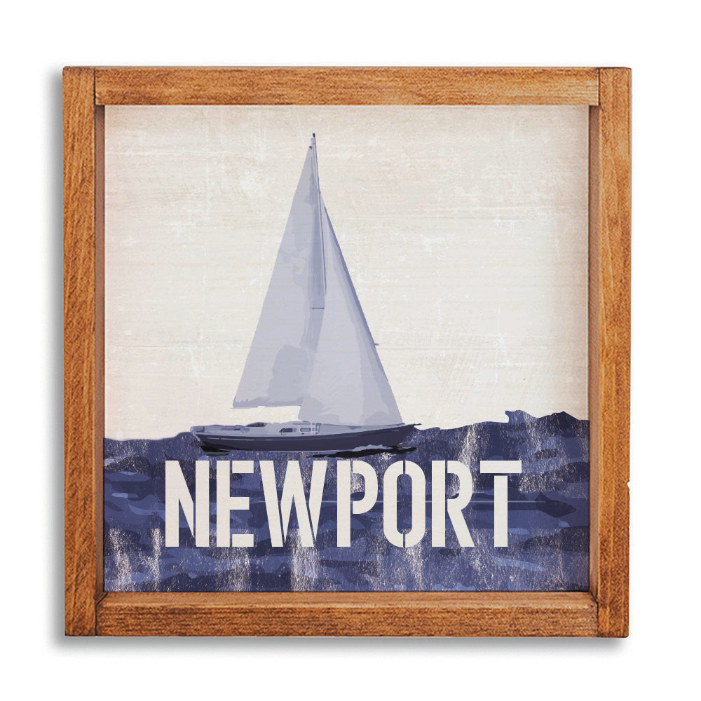 Indigo Sailboat 24” x 24” Personalized Wall Art