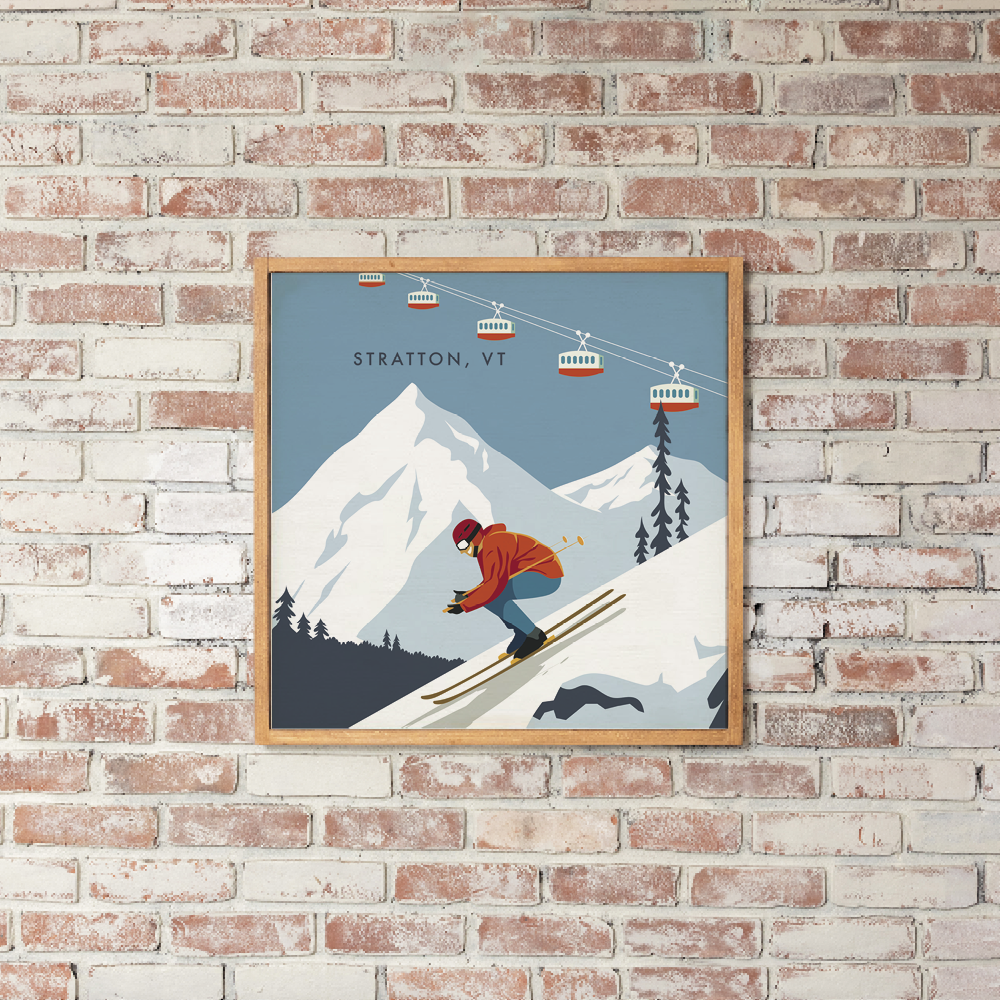 Personalized Bluebird Ski Day Wall Art