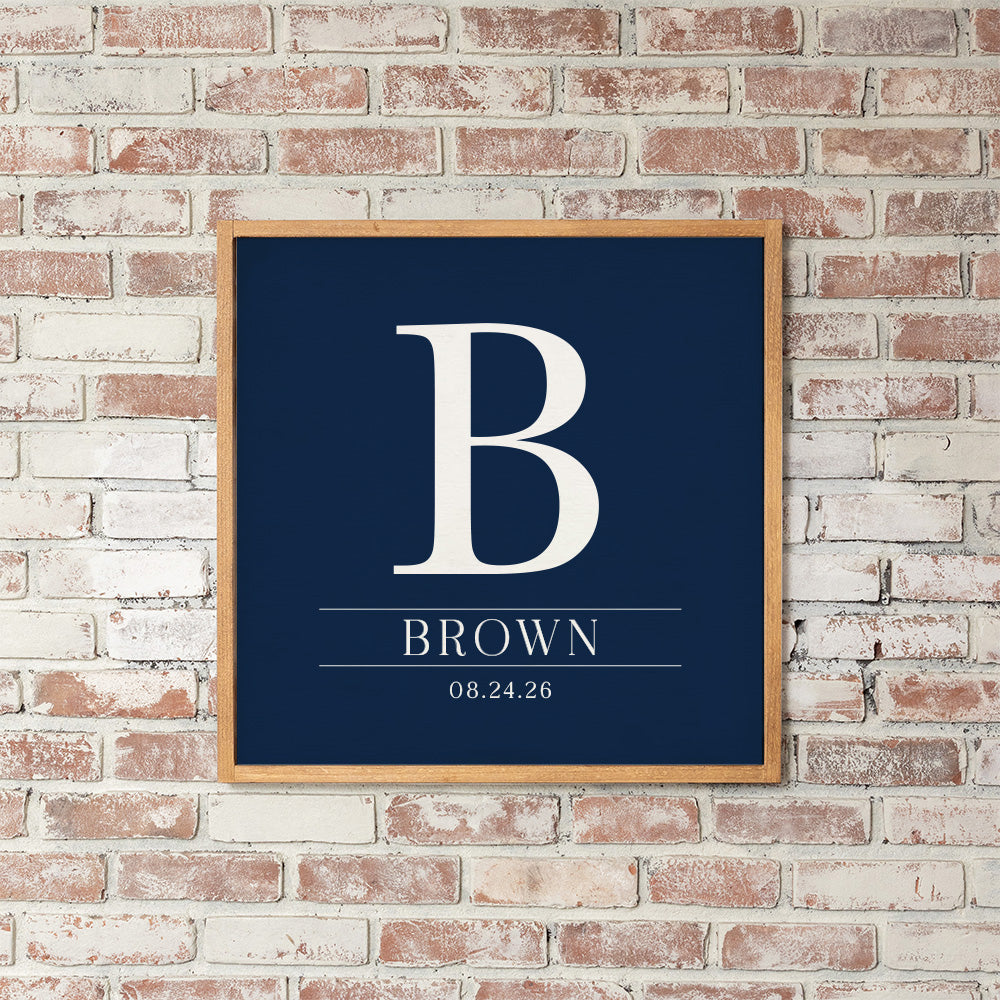 Initial Navy Personalized Wall Art