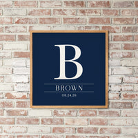 Initial Navy Personalized Wall Art