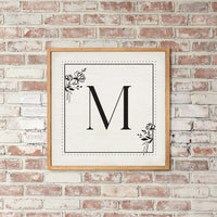 Classic Floral Initial Personalized Wall Art