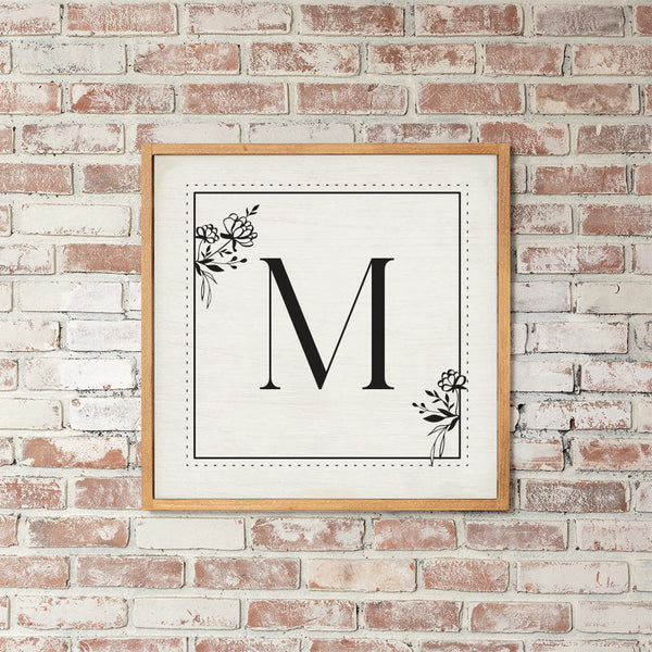 Classic Floral Initial Personalized Wall Art
